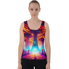 Sci-fi Fantasy Art Painting Colorful Pattern Velvet Tank Top by Ravend