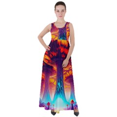 Sci-fi Fantasy Art Painting Colorful Pattern Empire Waist Velour Maxi Dress by Ravend