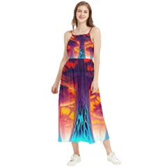 Sci-fi Fantasy Art Painting Colorful Pattern Boho Sleeveless Summer Dress by Ravend