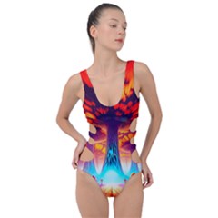 Sci-fi Fantasy Art Painting Colorful Pattern Side Cut Out Swimsuit by Ravend