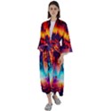 Sci-fi Fantasy Art Painting Colorful Pattern Maxi Satin Kimono View1