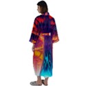 Sci-fi Fantasy Art Painting Colorful Pattern Maxi Satin Kimono View2