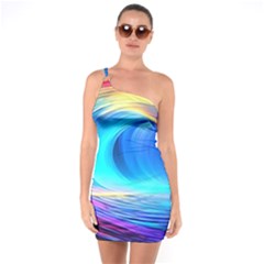 Art Fantasy Painting Colorful Pattern Design One Shoulder Ring Trim Bodycon Dress by Ravend