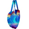 Art Fantasy Painting Colorful Pattern Design Giant Heart Shaped Tote View4