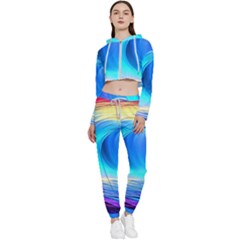 Art Fantasy Painting Colorful Pattern Design Cropped Zip Up Lounge Set by Ravend