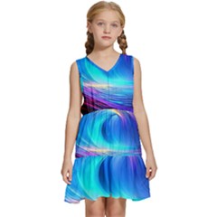 Art Fantasy Painting Colorful Pattern Design Kids  Sleeveless Tiered Mini Dress by Ravend