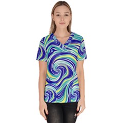 Pattern Design Swirl Watercolor Art Women s V-neck Scrub Top by Ravend