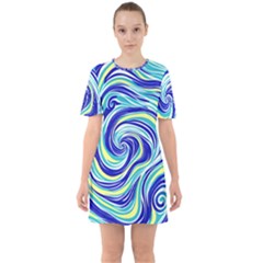 Pattern Design Swirl Watercolor Art Sixties Short Sleeve Mini Dress by Ravend