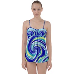 Pattern Design Swirl Watercolor Art Babydoll Tankini Set by Ravend