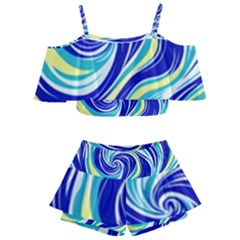 Pattern Design Swirl Watercolor Art Kids  Off Shoulder Skirt Bikini by Ravend