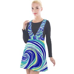 Pattern Design Swirl Watercolor Art Plunge Pinafore Velour Dress