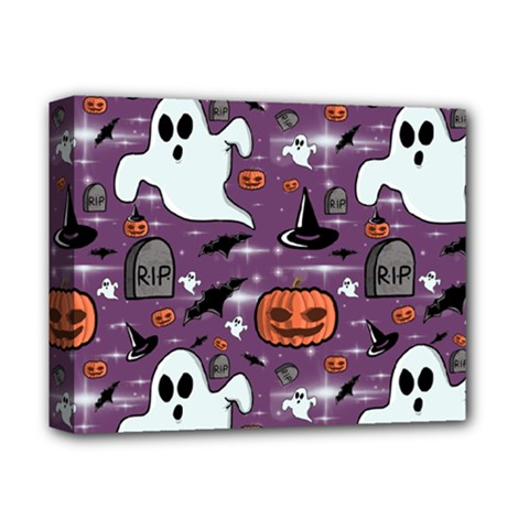 Pumpkin Ghost Witch Hat Halloween Sketch Holiday Deluxe Canvas 14  X 11  (stretched) by Ravend