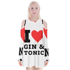 I Love Gin And Tonic Velvet Long Sleeve Shoulder Cutout Dress by ilovewhateva