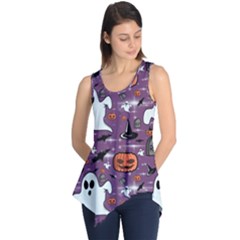 Pumpkin Ghost Witch Hat Halloween Sketch Holiday Sleeveless Tunic by Ravend