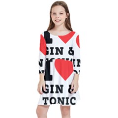 I Love Gin And Tonic Kids  Quarter Sleeve Skater Dress by ilovewhateva