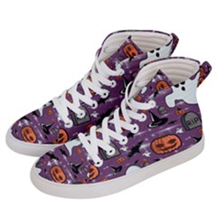 Pumpkin Ghost Witch Hat Halloween Sketch Holiday Women s Hi-top Skate Sneakers by Ravend