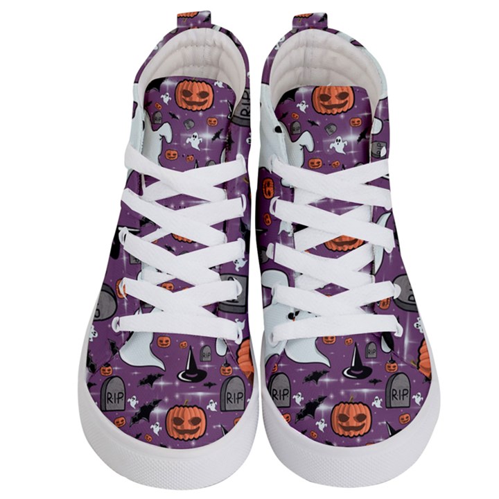 Pumpkin Ghost Witch Hat Halloween Sketch Holiday Kids  Hi-Top Skate Sneakers