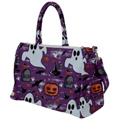 Pumpkin Ghost Witch Hat Halloween Sketch Holiday Duffel Travel Bag by Ravend