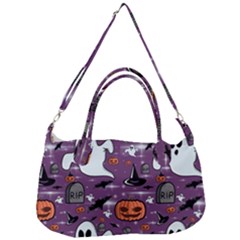 Pumpkin Ghost Witch Hat Halloween Sketch Holiday Removable Strap Handbag by Ravend