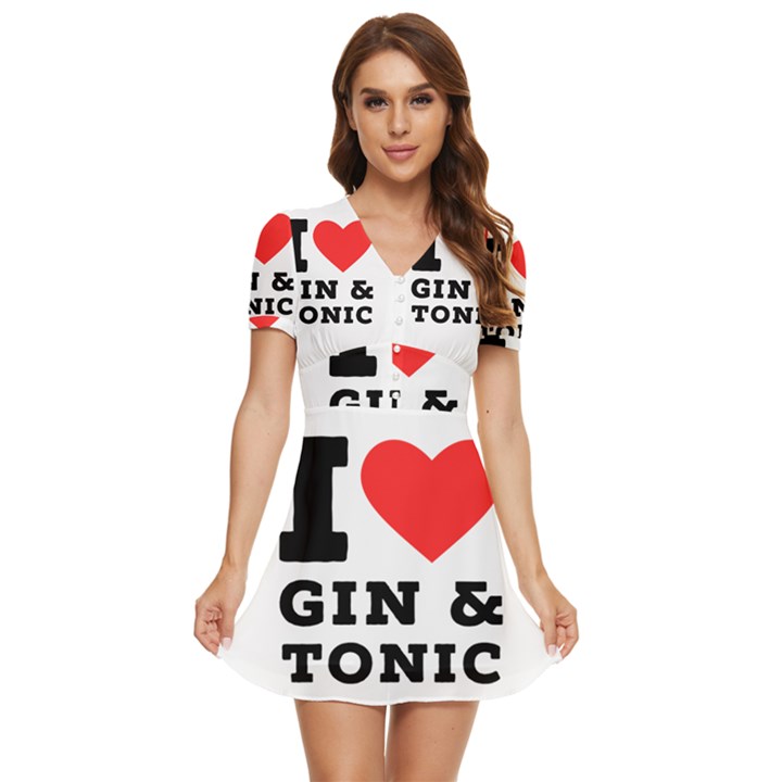 I love gin and tonic V-Neck High Waist Chiffon Mini Dress