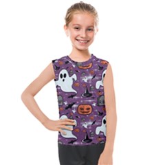 Pumpkin Ghost Witch Hat Halloween Sketch Holiday Kids  Mesh Tank Top by Ravend