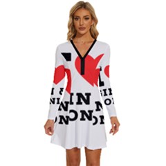 I Love Gin And Tonic Long Sleeve Deep V Mini Dress  by ilovewhateva