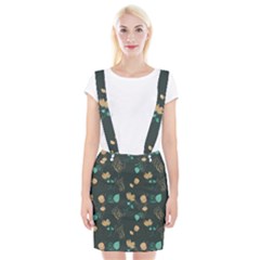 Flowers Leaves Pattern Seamless Green Background Braces Suspender Skirt