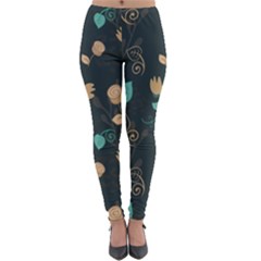 Flowers Leaves Pattern Seamless Green Background Lightweight Velour Leggings by Ravend