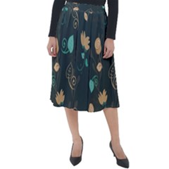 Flowers Leaves Pattern Seamless Green Background Classic Velour Midi Skirt  by Ravend