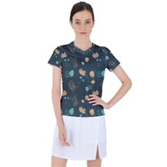 Flowers Leaves Pattern Seamless Green Background Women s Sports Top by Ravend