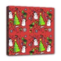 Santa Snowman Gift Holiday Christmas Cartoon Mini Canvas 8  x 8  (Stretched) View1