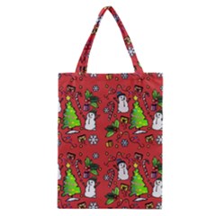 Santa Snowman Gift Holiday Christmas Cartoon Classic Tote Bag by Ravend