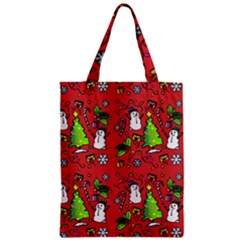 Santa Snowman Gift Holiday Christmas Cartoon Zipper Classic Tote Bag by Ravend