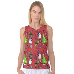 Santa Snowman Gift Holiday Christmas Cartoon Women s Basketball Tank Top by Ravend