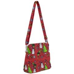 Santa Snowman Gift Holiday Christmas Cartoon Zipper Messenger Bag by Ravend