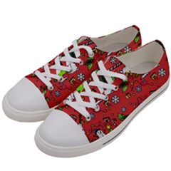 Santa Snowman Gift Holiday Christmas Cartoon Men s Low Top Canvas Sneakers by Ravend