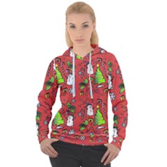 Santa Snowman Gift Holiday Christmas Cartoon Women s Overhead Hoodie by Ravend