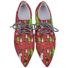 Santa Snowman Gift Holiday Christmas Cartoon Pointed Oxford Shoes by Ravend