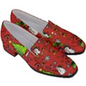 Santa Snowman Gift Holiday Christmas Cartoon Women s Chunky Heel Loafers View3