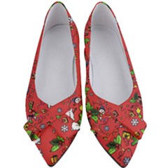 Santa Snowman Gift Holiday Christmas Cartoon Women s Bow Heels by Ravend