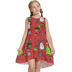 Santa Snowman Gift Holiday Christmas Cartoon Kids  Frill Swing Dress by Ravend