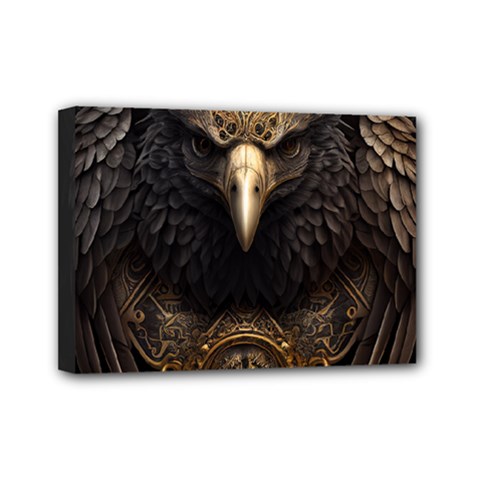 Eagle Ornate Pattern Feather Texture Mini Canvas 7  X 5  (stretched) by Ravend