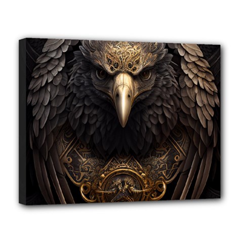 Eagle Ornate Pattern Feather Texture Canvas 14  X 11  (stretched) by Ravend