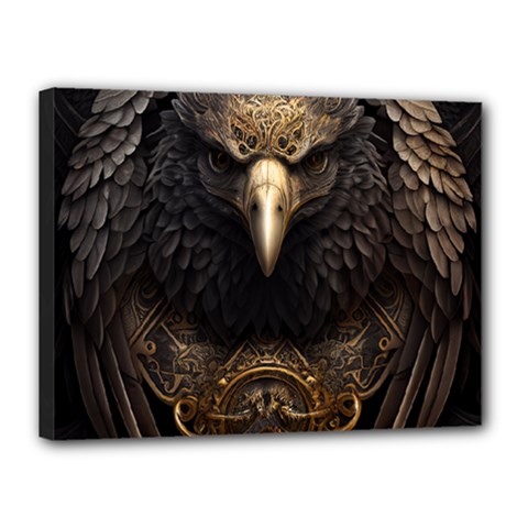 Eagle Ornate Pattern Feather Texture Canvas 16  X 12  (stretched) by Ravend