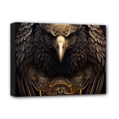 Eagle Ornate Pattern Feather Texture Deluxe Canvas 16  X 12  (stretched)  by Ravend