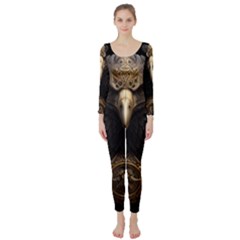 Eagle Ornate Pattern Feather Texture Long Sleeve Catsuit by Ravend