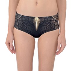 Eagle Ornate Pattern Feather Texture Mid-waist Bikini Bottoms by Ravend