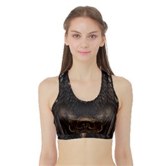 Eagle Ornate Pattern Feather Texture Sports Bra With Border by Ravend