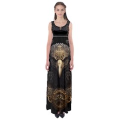 Eagle Ornate Pattern Feather Texture Empire Waist Maxi Dress by Ravend