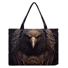 Eagle Ornate Pattern Feather Texture Zipper Medium Tote Bag by Ravend